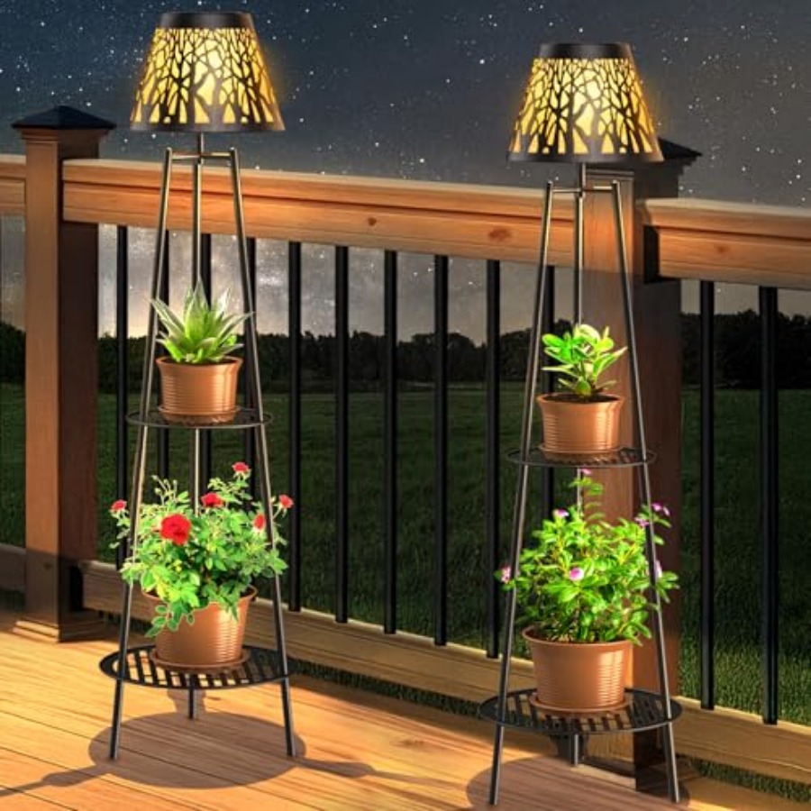 Solar Lamp - 2 Pack Outdoor Solar Floor Lamp