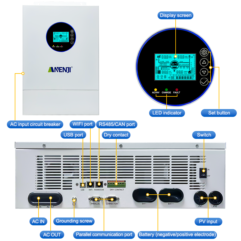 ANENJI 12KW 120V/240VAC Solar  - Charge Controller Solar recension och pris